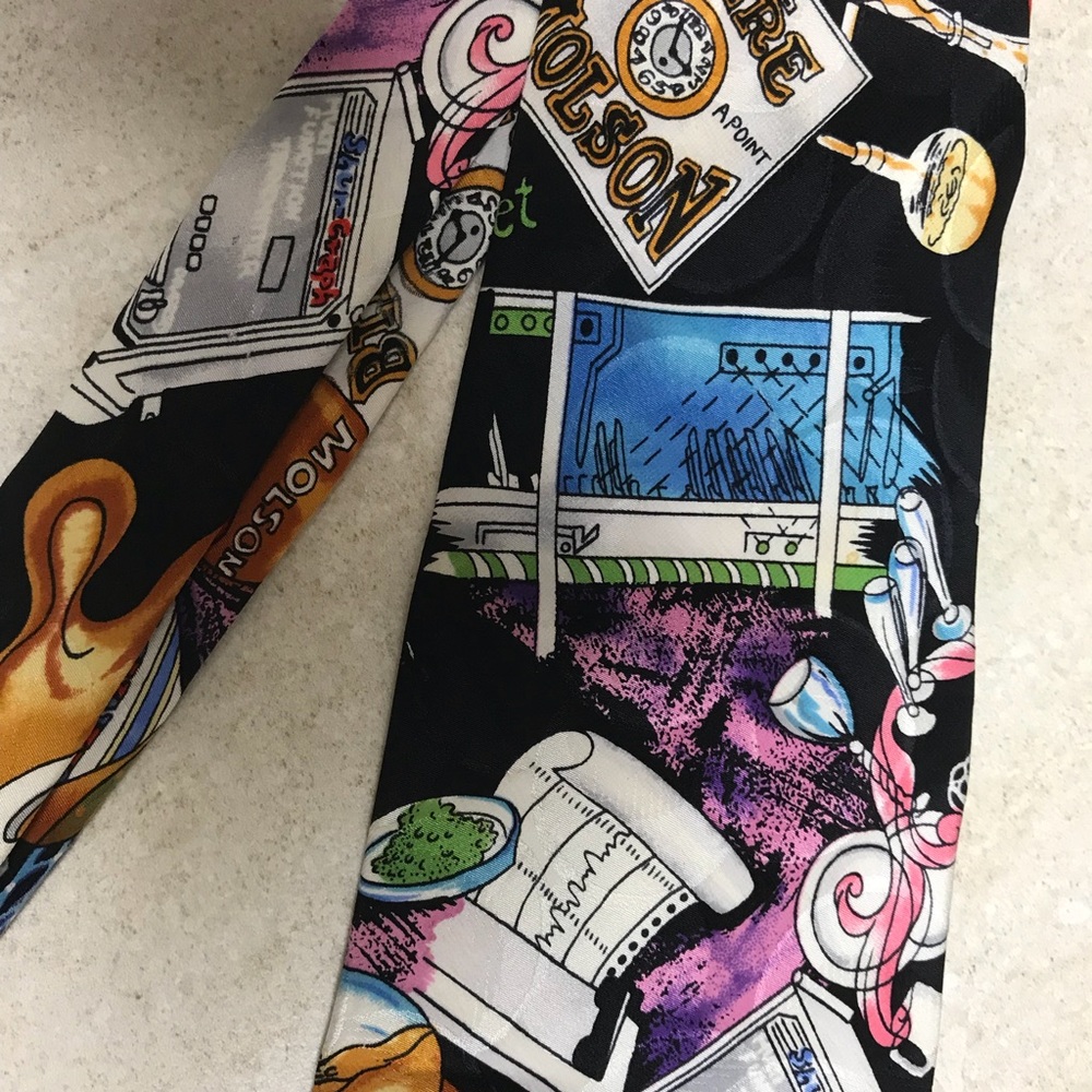 Molson Beer Novelty Silk Tie Cartoons
